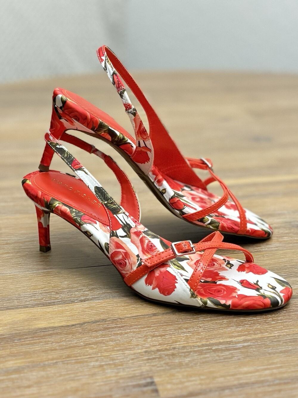 Marc Fisher Women's Feren2-MB Strappy Slingback Stiletto Red Sandals Sz 6.5 M